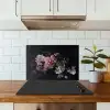 Bloemen - Vintage - Pastel - Zwart - Boeket keuken achterwand spatscherm klein -sfeer2