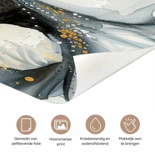 Boom - Modern - Abstract - Goud - Zwart - Wit deurposter klein -closeup_NL