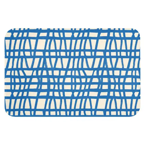 Ruitpatroon - Blauw - Crème Badmat klein 997 -3d