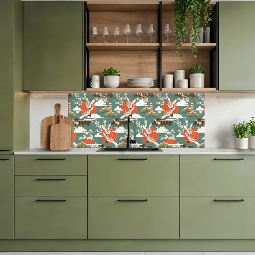 Kraanvogel - Sakura - Zon - Patronen keuken achterwand 2 middel 871 -sfeer3