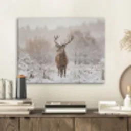 Edelhert - Bos - Sneeuw - Winter - Majestueus PET vilt klein -sfeer1