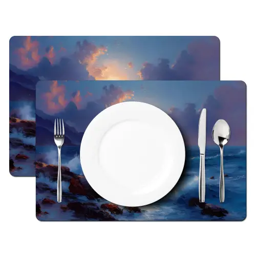 Golven - Zee - Kleurrijk - Rotsen Placemat vinyl groot -zzsfeer2_Kitchenyeah-website