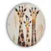 Giraffen - Cartoon - Crème Akoestische PET Vilt - Rond klein -3d