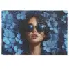 Vrouw - Blauw - Bloemen - Vlinders - Natuur Deurmat klein -zkaufland3d