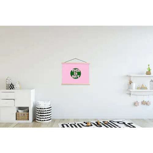 This is art - Tekst - Cirkel - Groen textielposter latten blank klein -kinderkamer