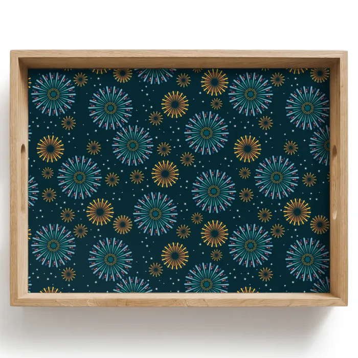 Blauw - Patroon - Retro Dienblad Rechthoek middel 911 -z3d_shopping