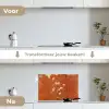 Bloemen - Wit - Subtiel - Roestkleur keuken achterwand spatscherm klein -voor_na_NL