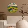 Toscane - Landschap - Wijngaarden Wandcirkel kunststof plaat 5mm dik klein -sfeer1