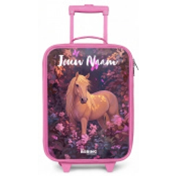 Paard - Bloemen - Paars - Vlinder Kinderkoffer - Roze klein -zz3dotto