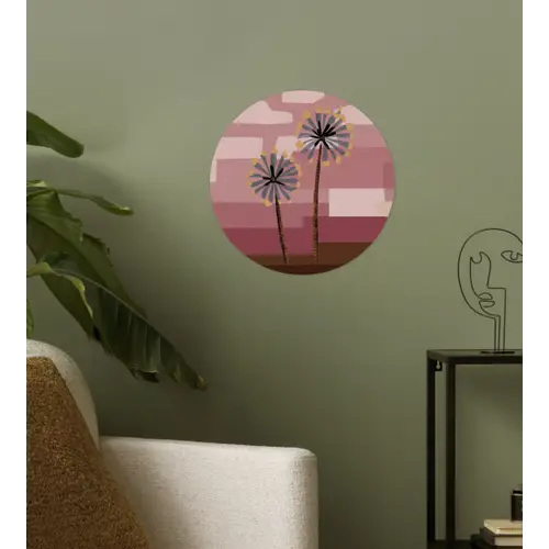 Illustratie - Bloemen - Vlakken - Abstract Wandcirkel behangsticker klein -sfeer2