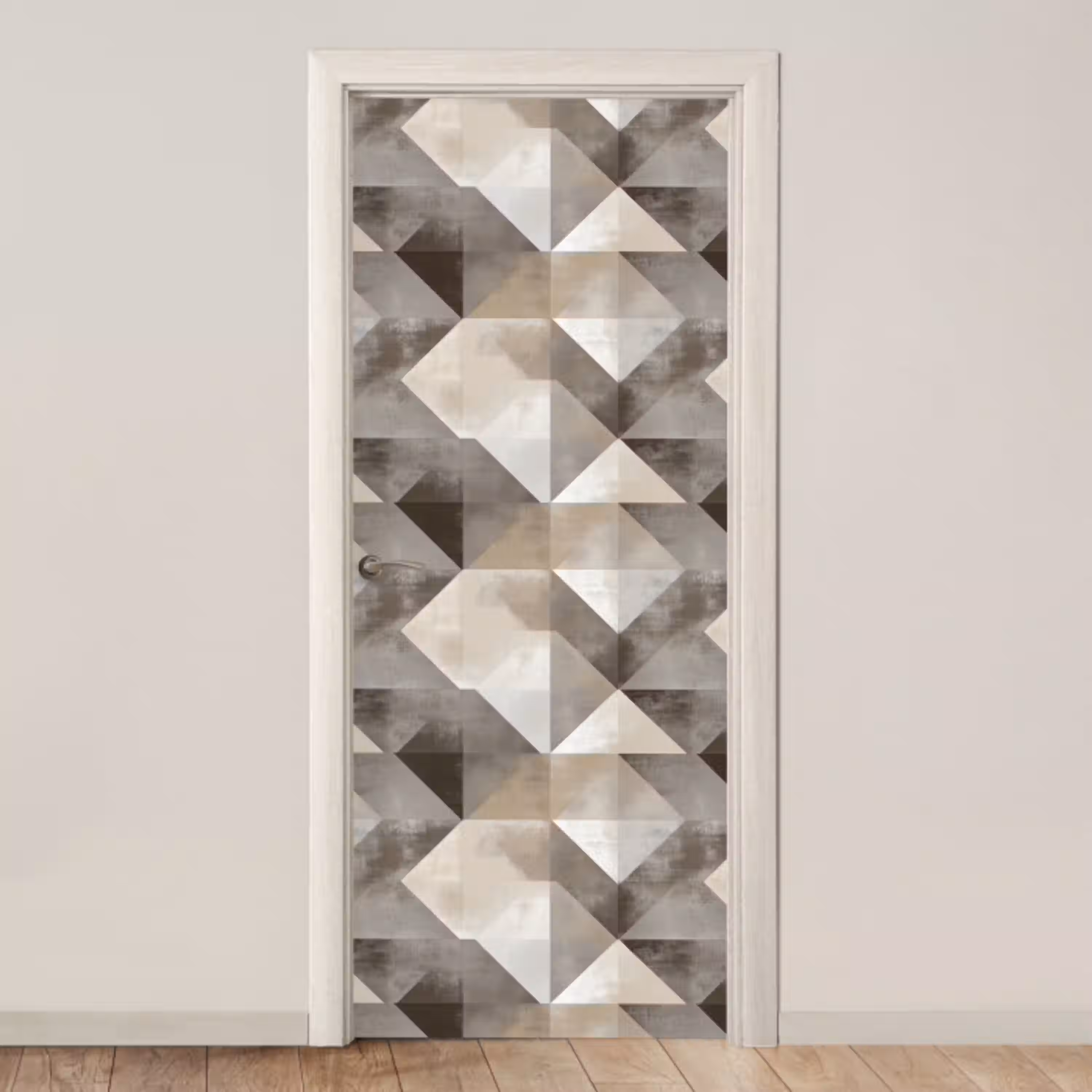 Geometrisch - Motief - Aardetinten deurposter klein 289 -3d_beige
