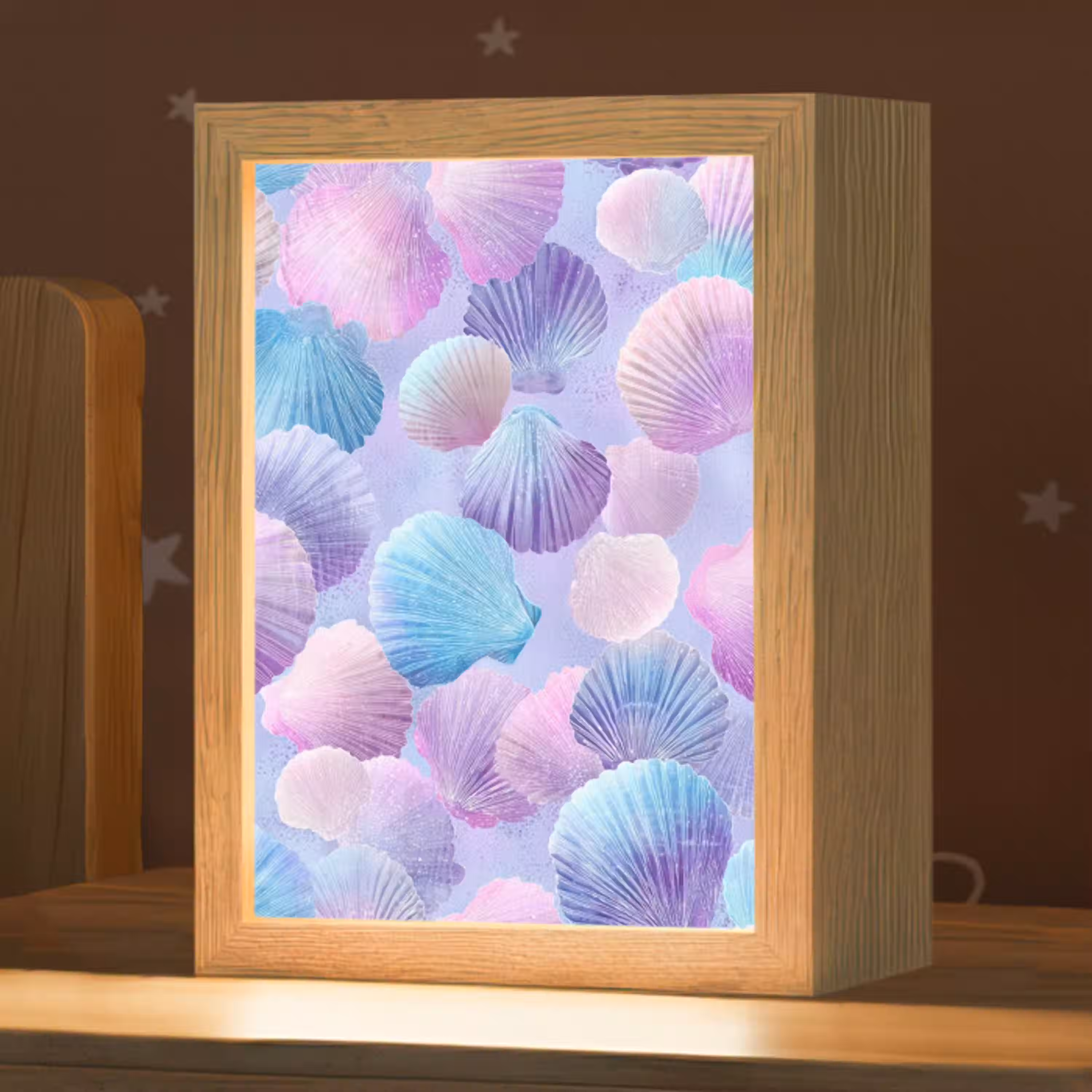 Schelpen - Paars - Blauw - Patroon Light Box met kabel klein -zzz_3d_website