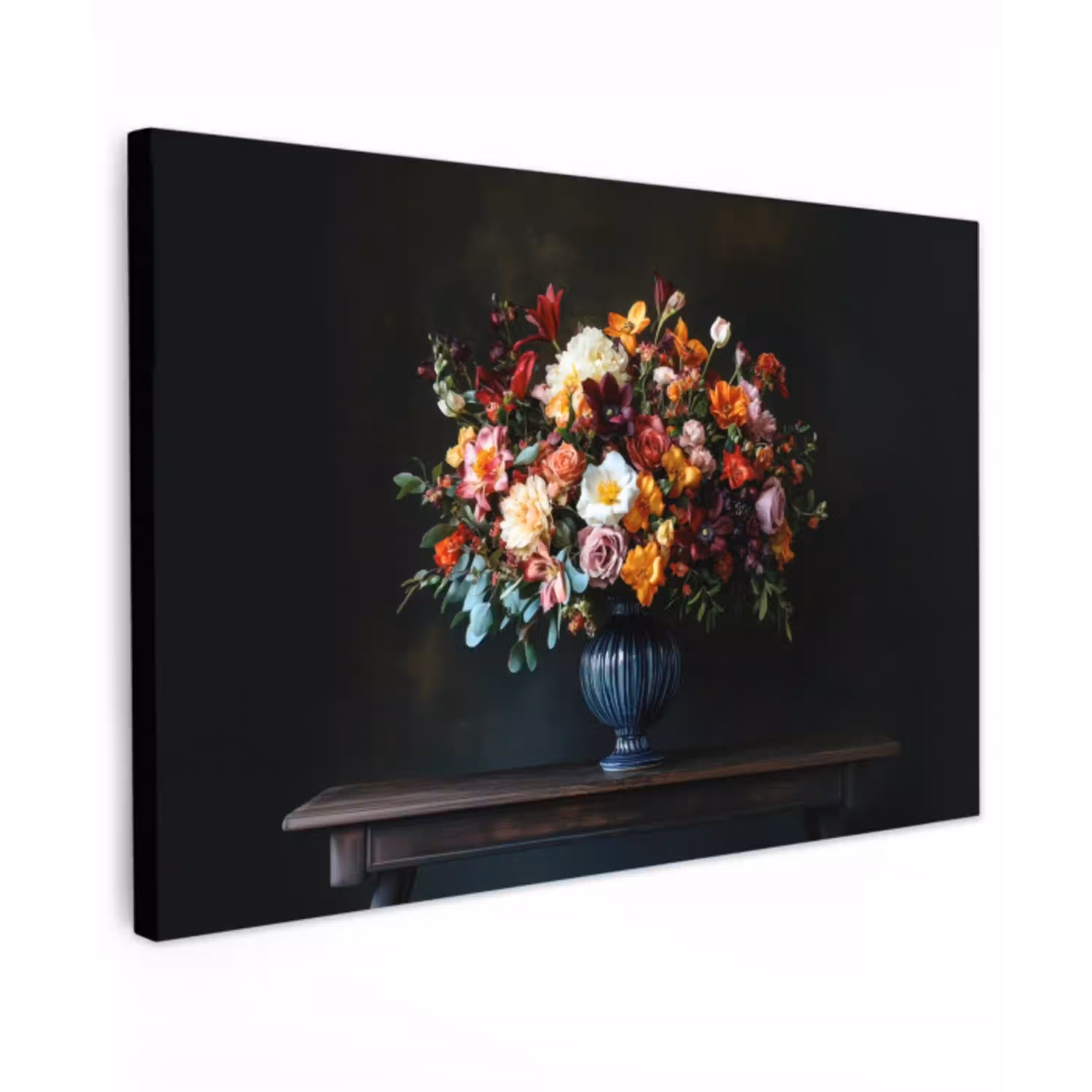 Groot - Bloemen - Vaas - Boeket Tuinposter op houten frame 2 cm dik klein -3d