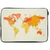 Wereldkaart - Oranje - Kleurrijk laptophoes neopreen klein -zkaufland3dotto