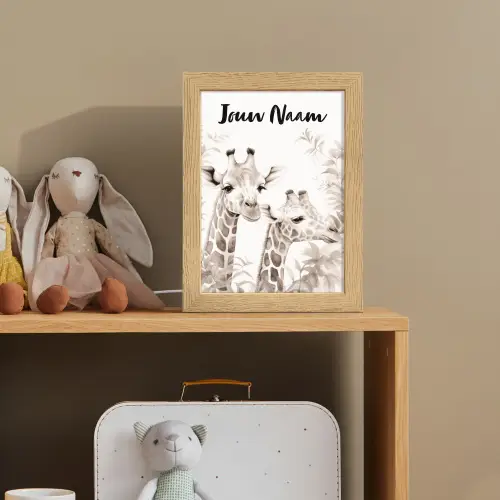 Giraffe - Bladeren - Bruin - Jungle - Kind Light Box met kabel (Kinderlampje) klein -sfeer2_kind