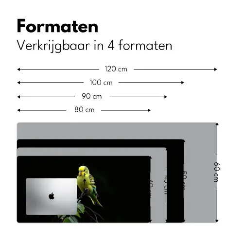 Parkiet - Tak - Bladeren - Geel Muismat XXL klein -sfeer5