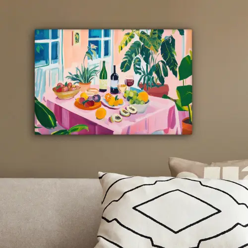 Tafel - Wijn - Fruit canvas 2cm klein -sfeer3
