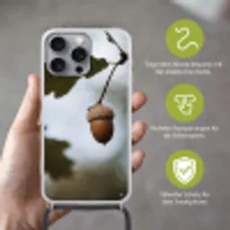 Eikel - Eikenblad - Bos - Herfst - Natuur Hoesje iPhone 16 Pro Max met koord klein -sfeer2_DE