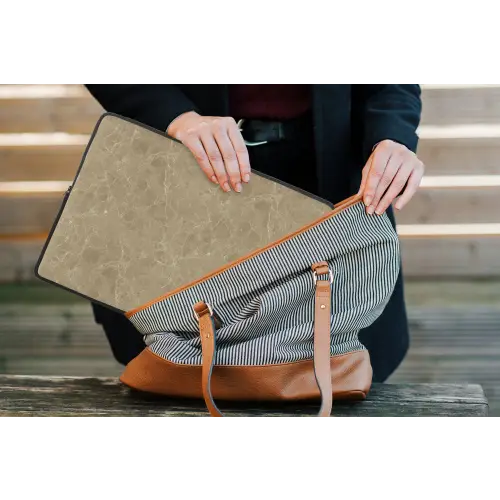 Beige - Marmer - Witte aders laptophoes neopreen klein 279 -tas