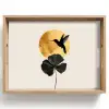 Zwarte kolibrie - Bloem - Gouden cirkel Dienblad Rechthoek middel -z3d_shopping