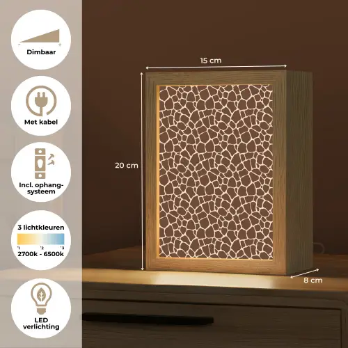 Patroon - Giraf - Bruin Light Box met kabel (Tafellamp) klein 925 -USP_NL