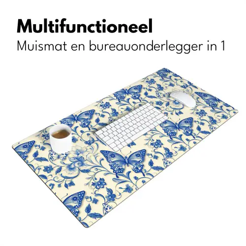 Vlinders - Bloemen - Blauw - Botanisch Muismat XXL klein 681 -sfeer4