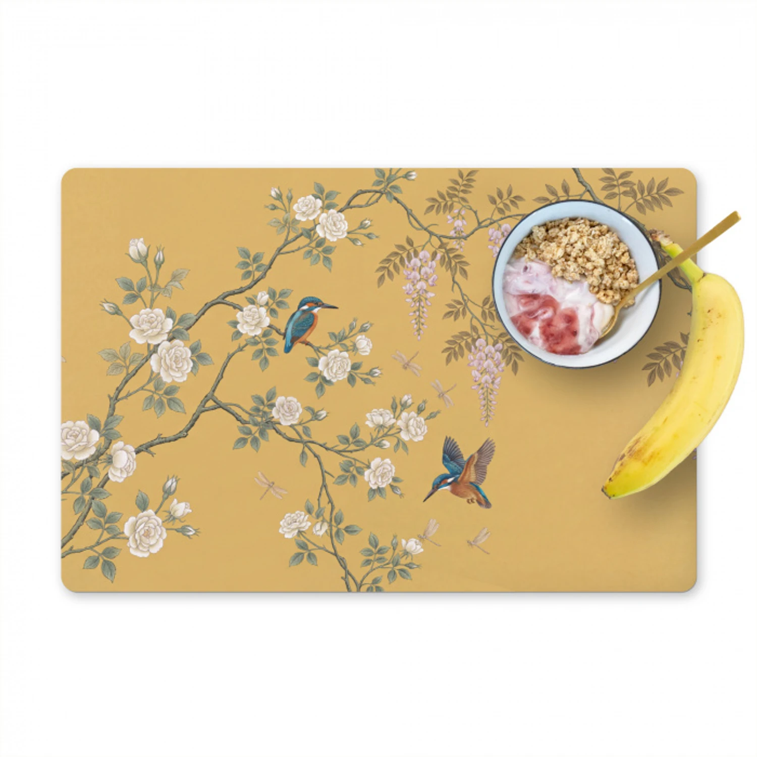 IJsvogels - Bloesem - Geel Placemat vinyl groot -zzzproduct_Kitchenyeah-website