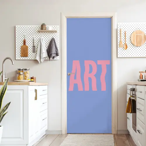 Art - Roze - Blauw deurposter klein -sfeer5