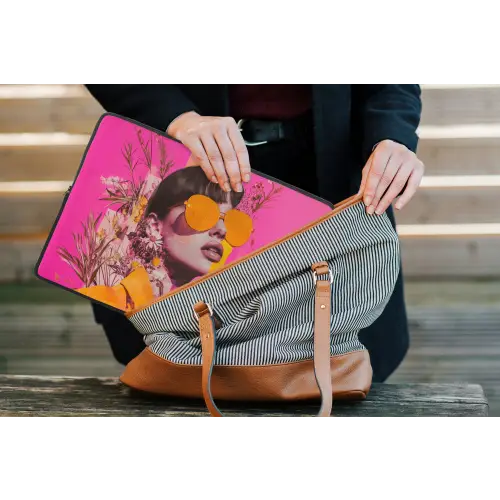 Zonnebril - Oranje - Vrouw - Planten laptophoes neopreen klein -tas