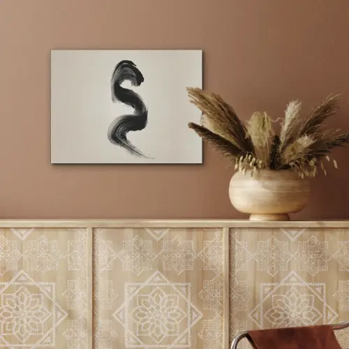 Penseelstreek - Zwart - Minimalistisch PET vilt klein -sfeer4
