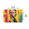 Vrouw - Verfstrepen - Gekleurd Placemat vinyl groot -specs