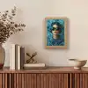 Vrouw - Bloemen - Vlinders - Blauw - Abstract Light Box met kabel (Tafellamp) klein -sfeer2