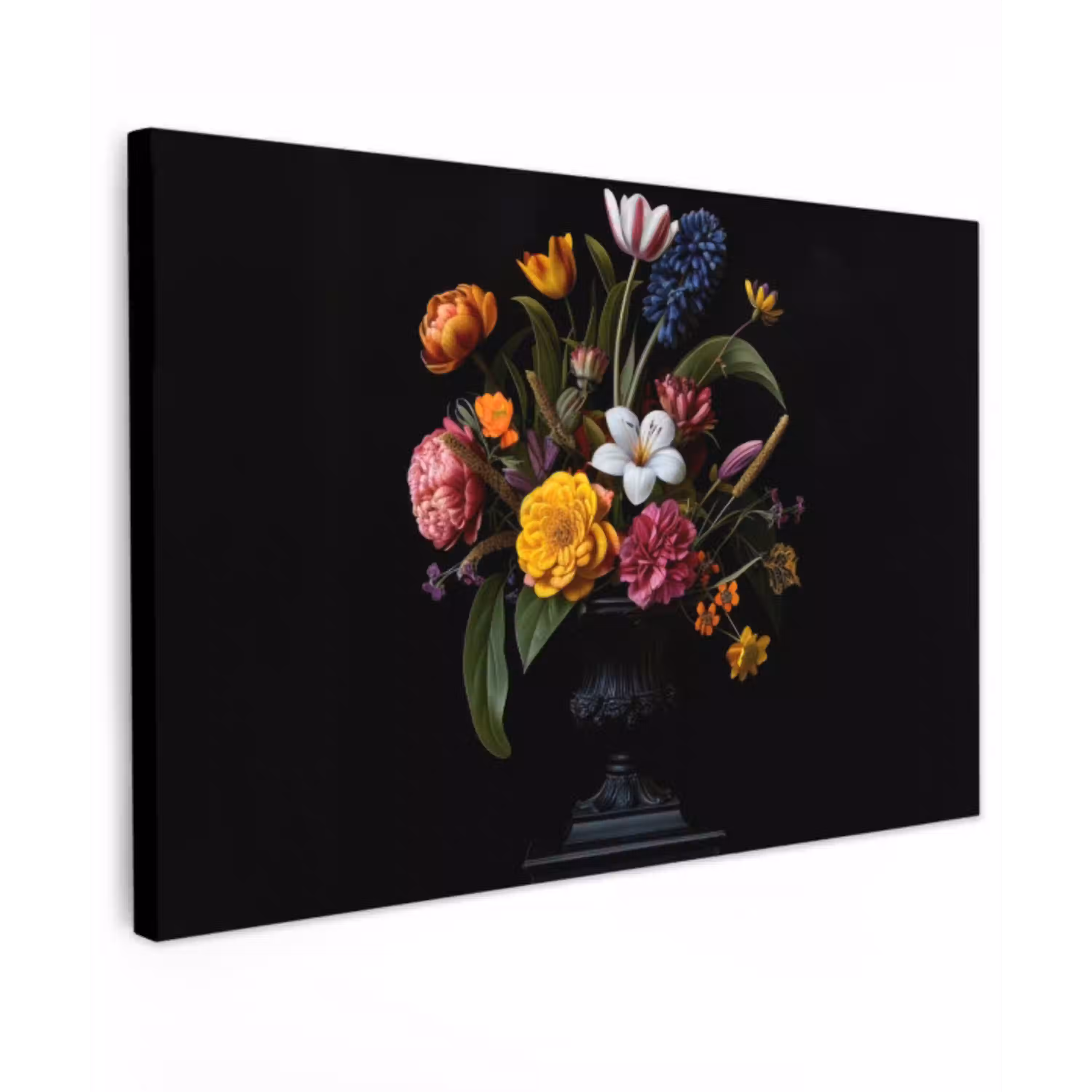 Lente - Bloemen - Klassiek - Vaas Tuinposter op houten frame 2 cm dik klein -3d