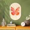 Vlinder - Minimalistisch - Roze Wandcirkel Ovaal Forex klein -sfeer2