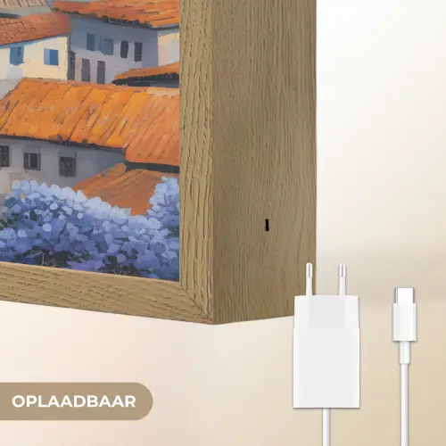 Dorp - Heuvels - Landschap - Bomen Light Box met batterij (Wandlamp) middel -USP_websiteoplaadbaarNL