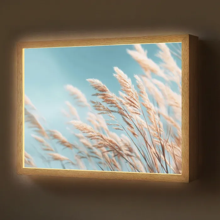 Siergras - Wind - Lichtbruin Light Box met batterij (Wandlamp) middel -z3d_website