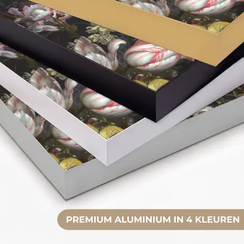 Meisje met de parel - Johannes Vermeer - Bloemen Textielframe zwart klein -USP_kleurenNL