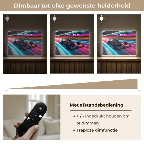 Formule 1 - Auto - Race - Jongens - Kleurrijk Light Box met batterij (Wandlamp kind) middel -USP_dimbaarNL