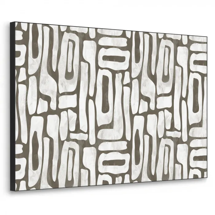 Donker - Wit - Abstract Textielframe - compleet frame klein 947 -3d