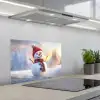 Sneeuwpop - Zonsondergang - Wit keuken achterwand spatscherm klein -3d_schuin