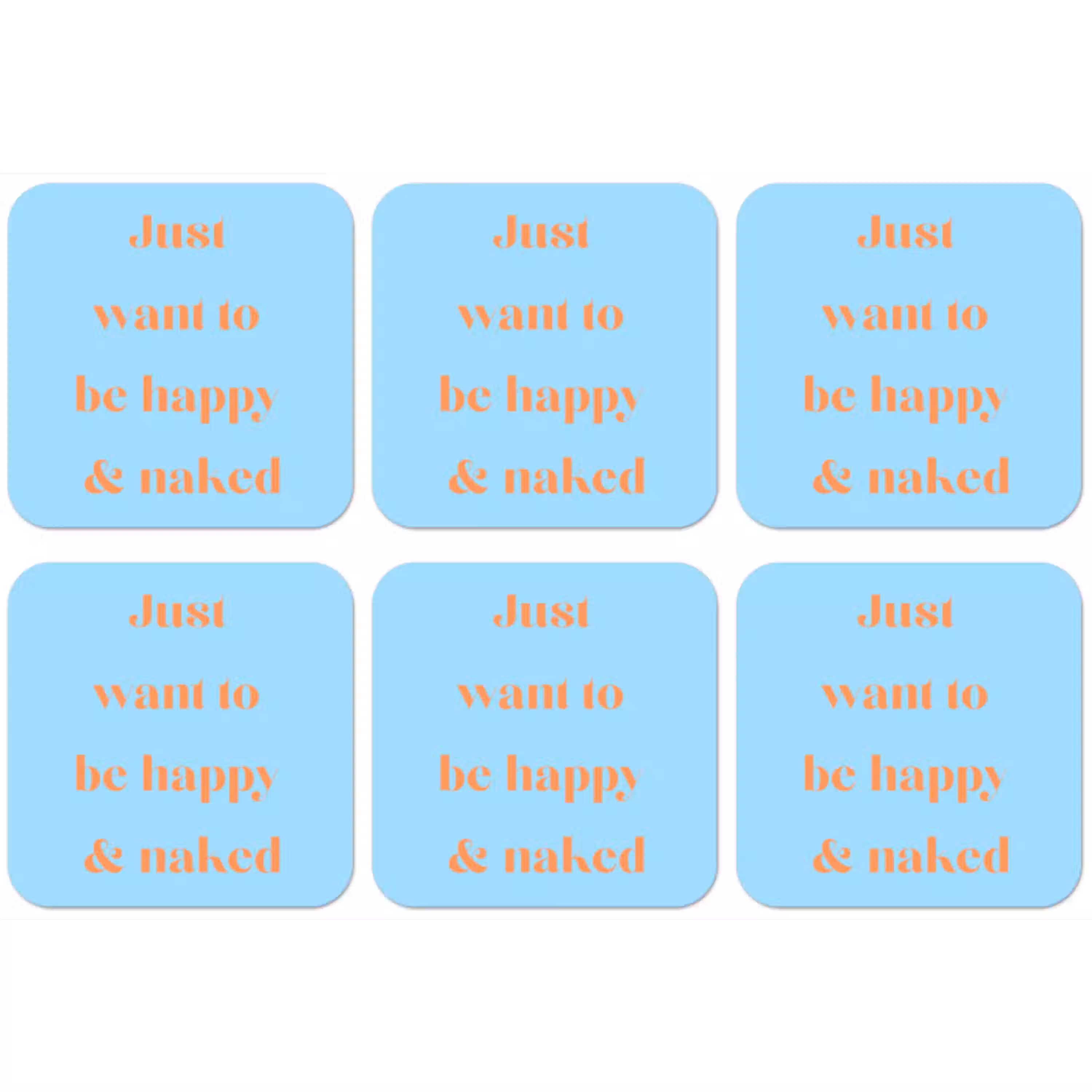 Blauw - Oranje - Just want to be happy & naked onderzetter kurk middel -zkaufland3dotto