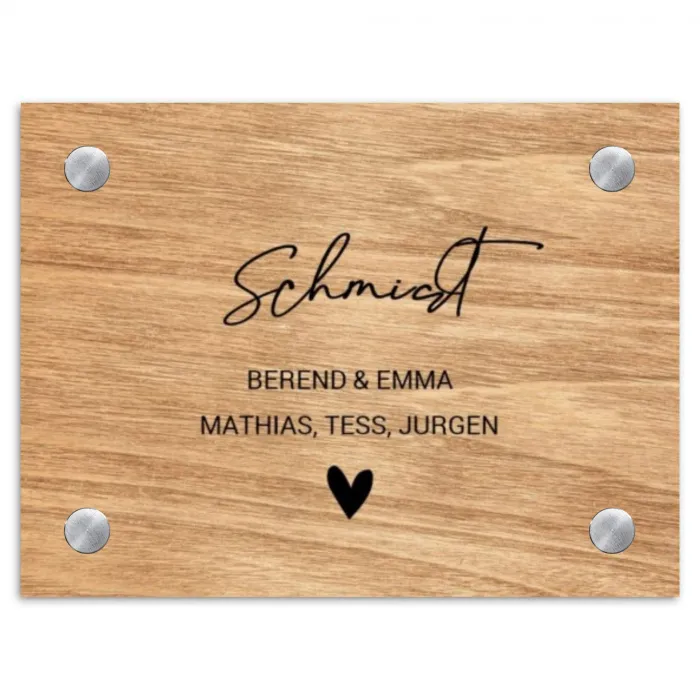 Licht hout - Sierlijk Naambord Rechthoek middel -3d