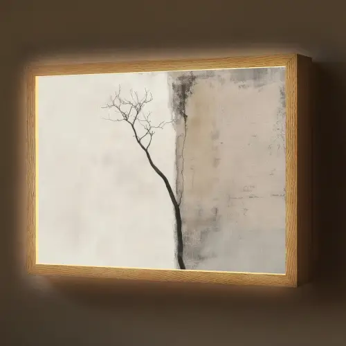 Wabi sabi - Plant - Beige Light Box met batterij (Wandlamp) middel -z3d_website