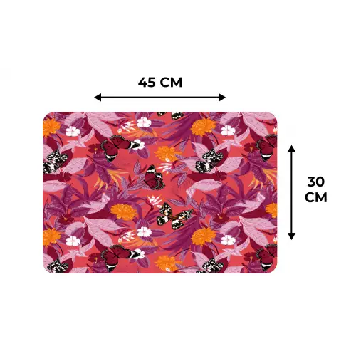 Zomer - Vlinder - Donker - Roze Placemat vinyl groot 368 -specs