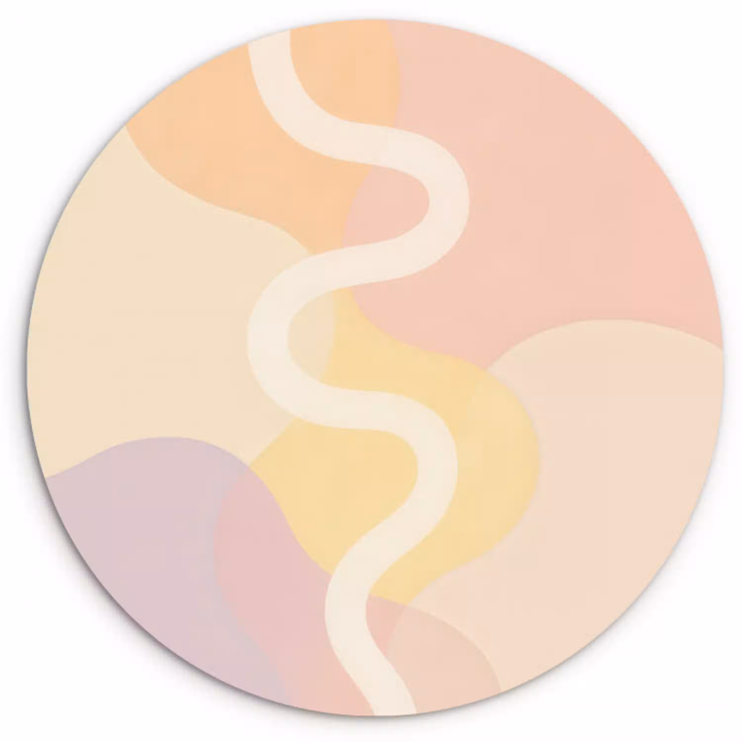 Golvende vormen - Abstract - pastel Wandcirkel kunststof plaat 5mm dik klein -3d