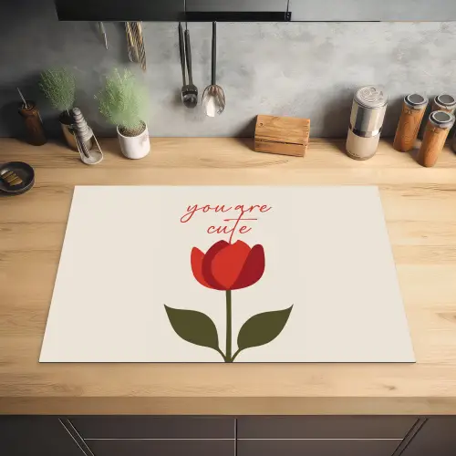 Roos - Rood - Bloem - Valentijn Inductie beschermer vinyl 3mm klein -sfeer5