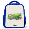 Betonmixer - Getekend - Groen Kinderrugzak - Blauw middel -3d