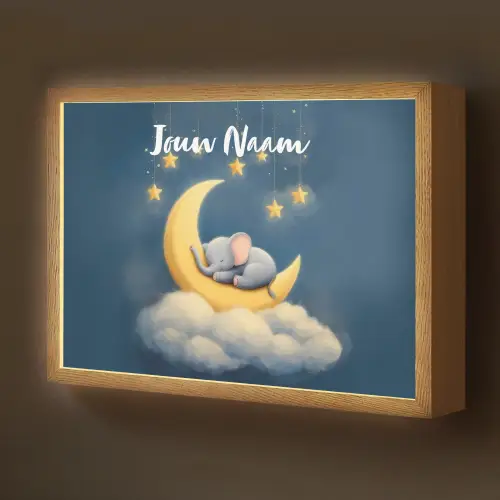 Sterren - Olifant - Maan - Wolken Light Box met batterij (Wandlamp kind) middel -z3d_website