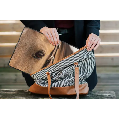 Paard - Oog - Bruin laptophoes neopreen klein -tas