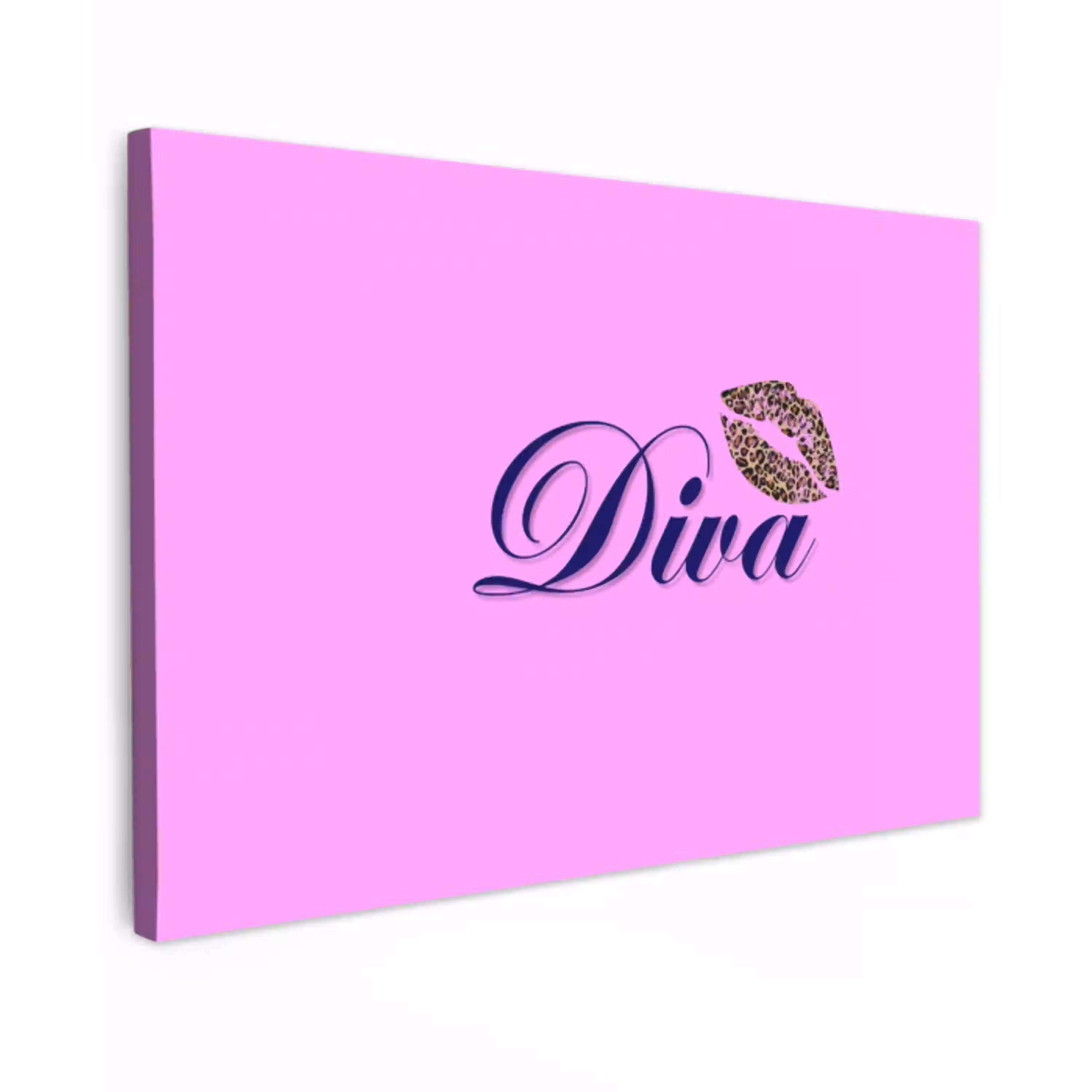 Diva - Lip - Panterprint - Roze canvas 2cm klein -z3d